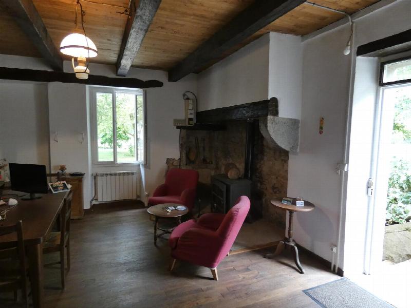 Living room with chimney