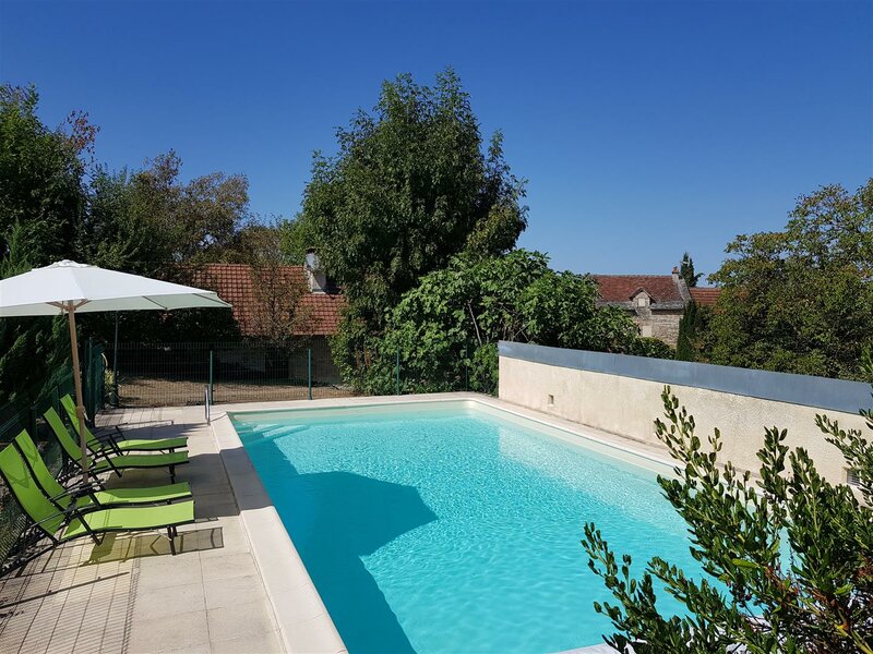 Swimming pool of 50 sqm with the gîte in the back