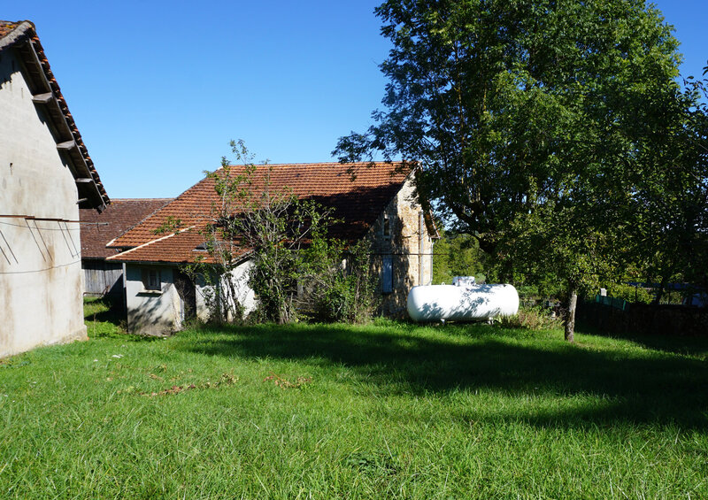 Outbuilding, barn and house backyard
